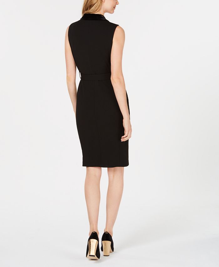 Calvin Klein Velvet-Collar Wrap Dress - Macy's