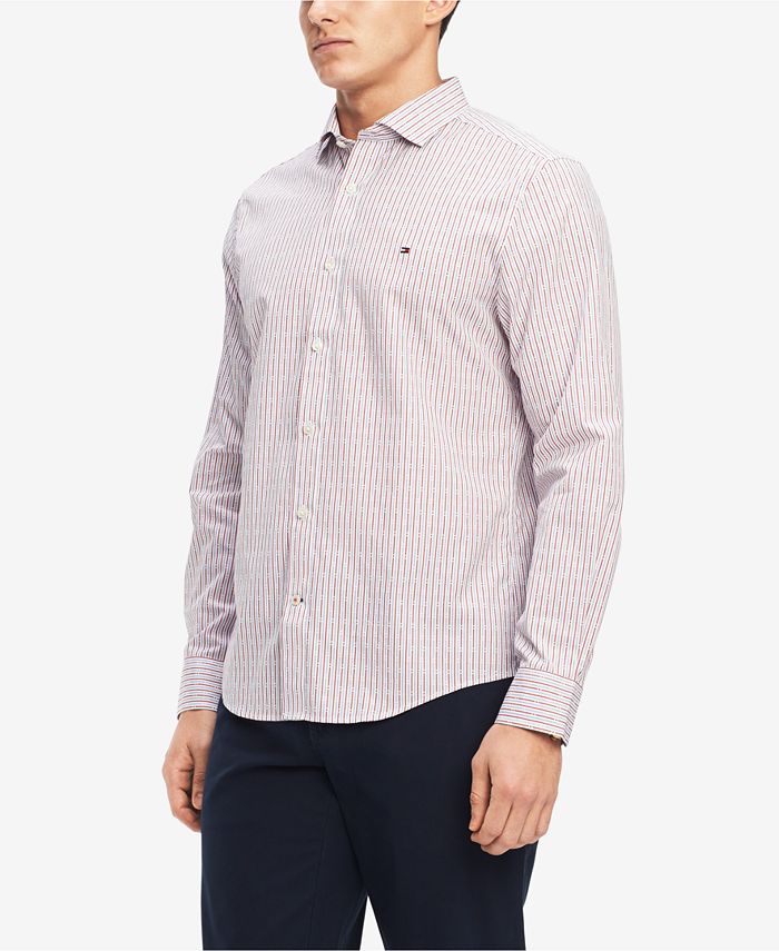 Tommy Hilfiger Men's Classic Fit Dash & Dot Dobby Shirt, Created for ...
