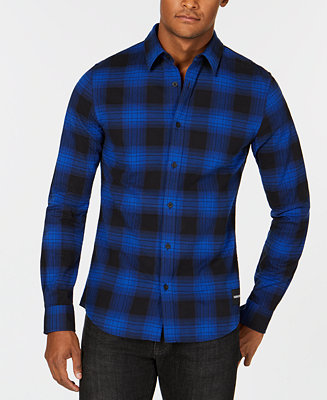 Calvin Klein Jeans Men's Slim-Fit Buffalo Plaid Flannel Shirt 