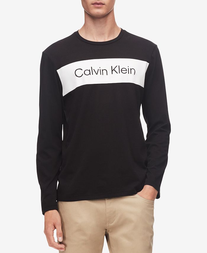 Calvin Klein Men's Long-Sleeve Logo T-Shirt - Macy's