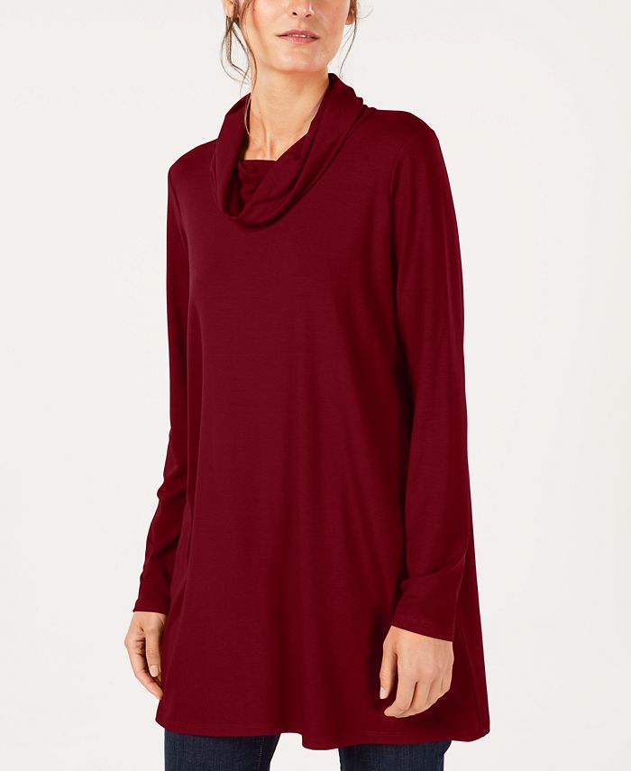 Eileen Fisher Stretch Jersey Draped FunnelNeck Tunic, Created for Macy's Macy's