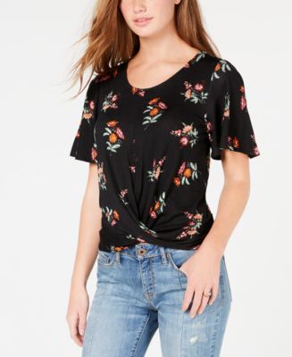 American Rag Juniors Striped Off-The-Shoulder Tulip Front Green L main image 1