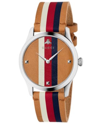 Gucci - Men's Swiss G-Timeless Light Brown Leather Strap Watch 38mm