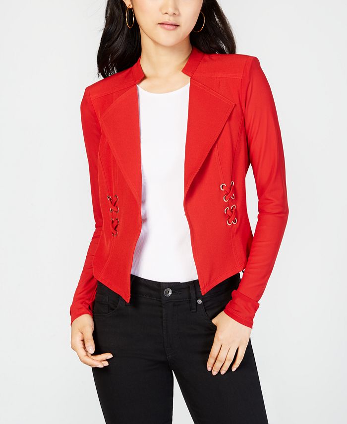 Material Girl Juniors Illusion Lace Up Blazer Created for Macy s