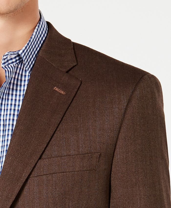 Tommy Hilfiger Men's ModernFit TH Flex Stretch Brown Herringbone Sport