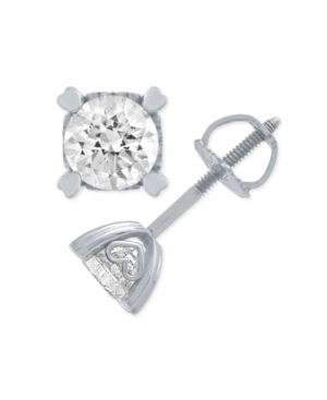 image of Diamond Stud Earrings in Heart Shape Prongs (1/4 ct. t.w.) in 14k White Gold or 14k Rose Gold