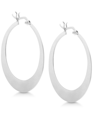 image of Essentials Large Flat Graduated Medium Hoop Earrings in Fine Silver Plate