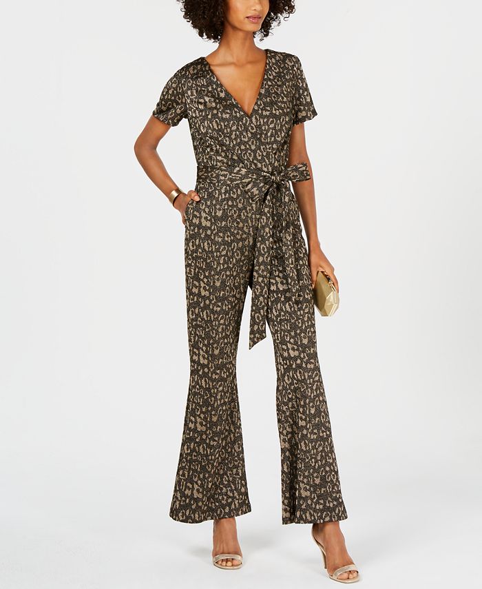 Ivanka Trump Cheetah-Print Belted Jumpsuit - Macy's