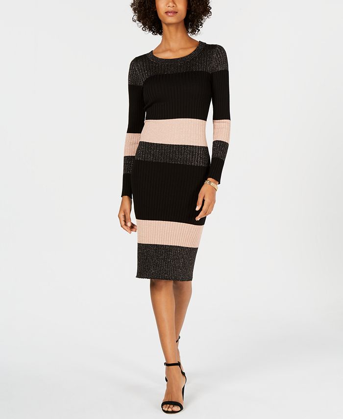Taylor Multi-Striped Ribbed Sweater Dress - Macy's