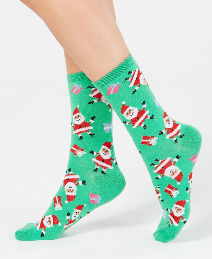Charter Club Women's Happy Santa Crew Socks, Created for Macy's - Macy's