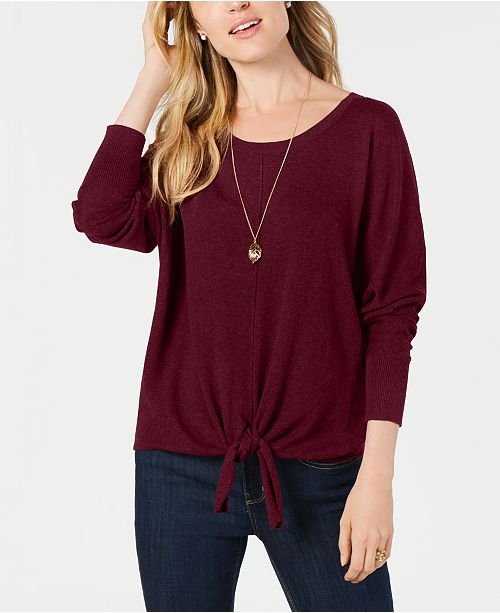 Style & Co Petite Tie-Front Sweater, Created for Macy's - Sweaters ...