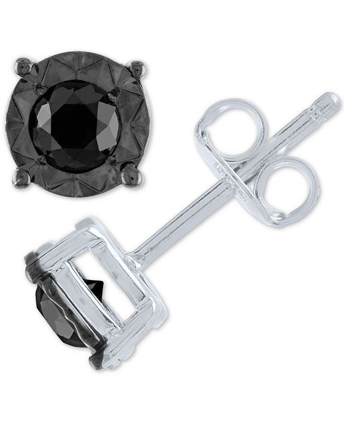 Macy's Black Diamond (1/2 ct. t.w.) Stud Earrings in Sterling Silver Macy's