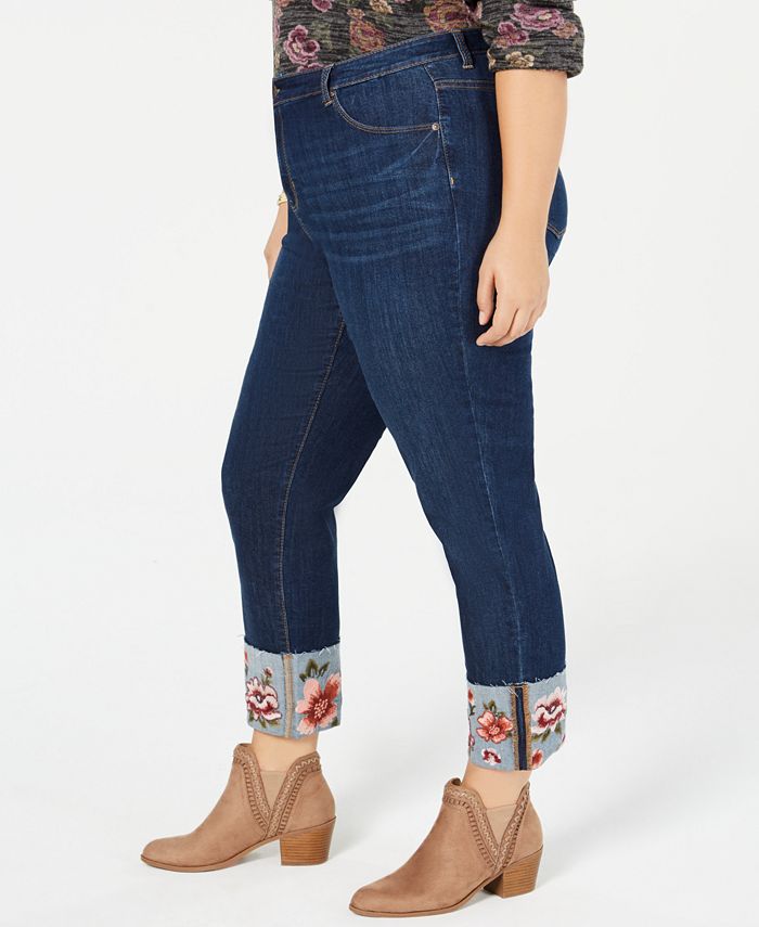 Style & Co Plus Size Embroidered Ankle Jeans, Created for Macy's Macy's