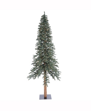 Vickerman 8  Natural Bark Alpine Artificial Christmas Tree  Warm White Dura-lit LED Lights