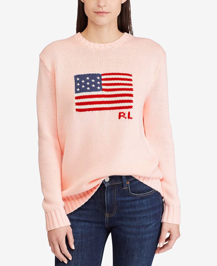Polo Ralph Lauren Pink Pony Graphic Cotton Sweater - Macy's