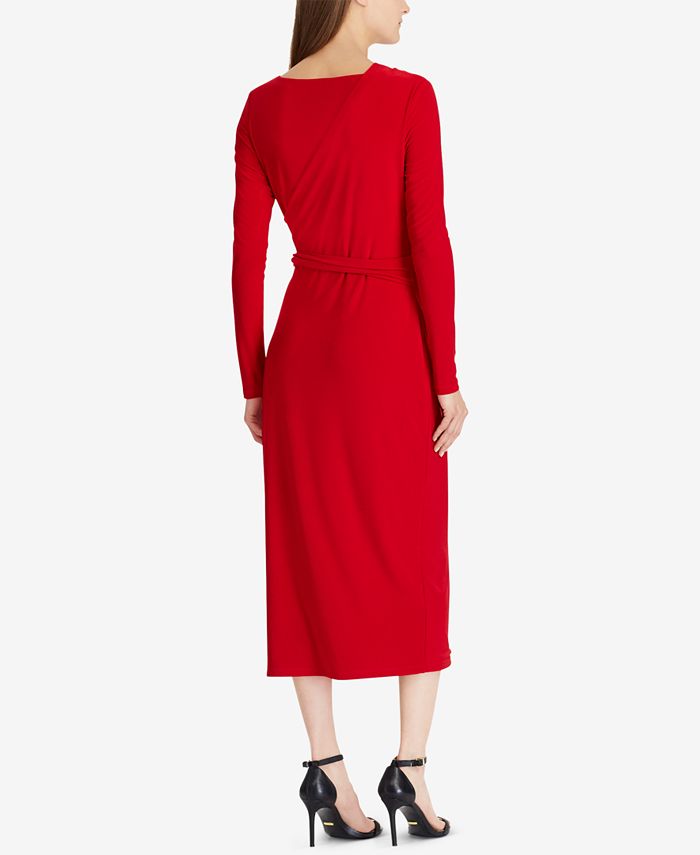 Lauren Ralph Lauren Buckled Wrap Midi Dress - Macy's