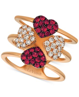 Le Vian - Ruby (1/2 ct. t.w.) & Diamond (1/2 ct. t.w.) Heart Ring in 14k Rose Gold