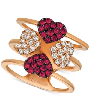 image of Le Vian Ruby (1/2 ct. t.w.) & Diamond (1/2 ct. t.w.) Heart Ring in 14k Rose Gold