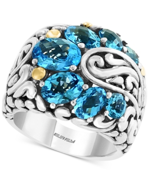 image of Effy Blue Topaz Statement Ring (4-3/4 ct. t.w.) in Sterling Silver & 18k Gold