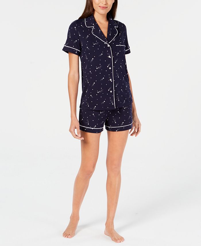 Alfani Notch Collar Pajama Shorts Set, Created for Macy's Macy's