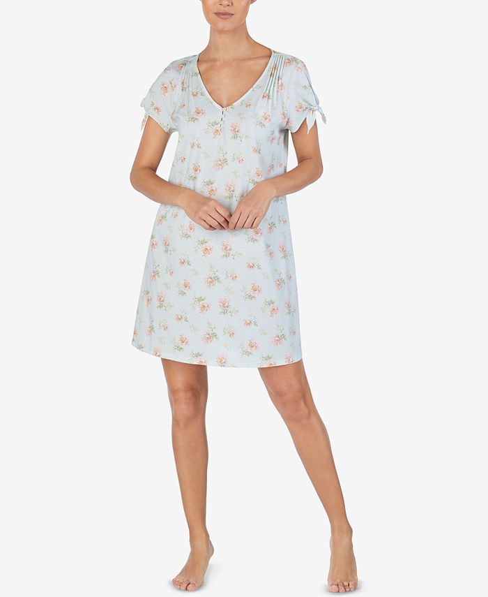 Lauren Ralph Lauren Petite Cotton Printed TieSleeve Nightgown Macy's