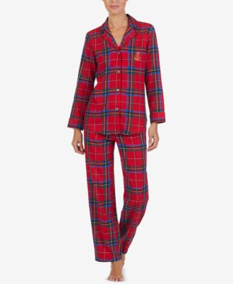 Lauren Ralph Lauren Brushed Cotton Pajama Set - Macy's