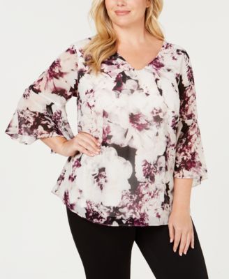 Calvin Klein - Plus Size Floral-Print Top