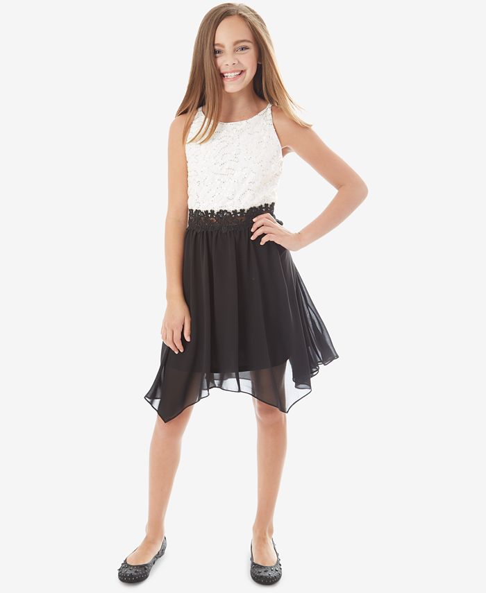 BCX Big Girls Contrast Sequin Lace Dress - Macy's