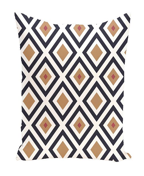 E By Design 16 Inch Navy Blue And Brown Decorative Diamond Print