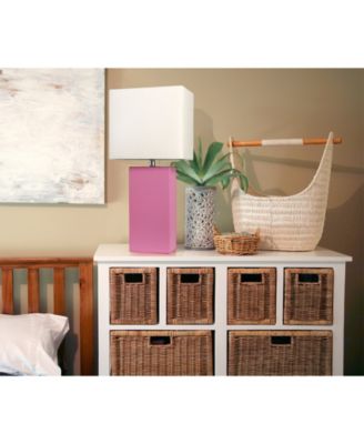 Elegant Designs Modern Leather Table Lamp with White Fabric Shade