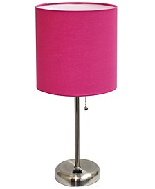 Lime Lights Stick Lamp with Charging Outlet and Fabric Shade
