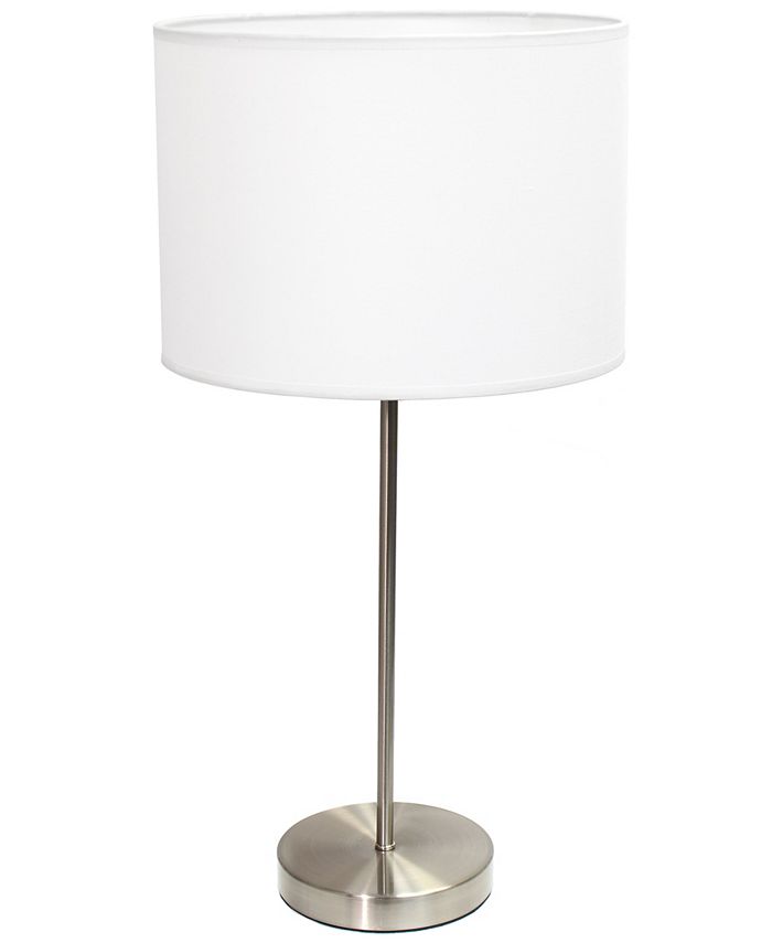 Simple Designs - Brushed Nickel Stick Lamp with Fabric Shade