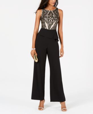 Adrianna Papell Petite Embellished Peplum Jumpsuit Macy s