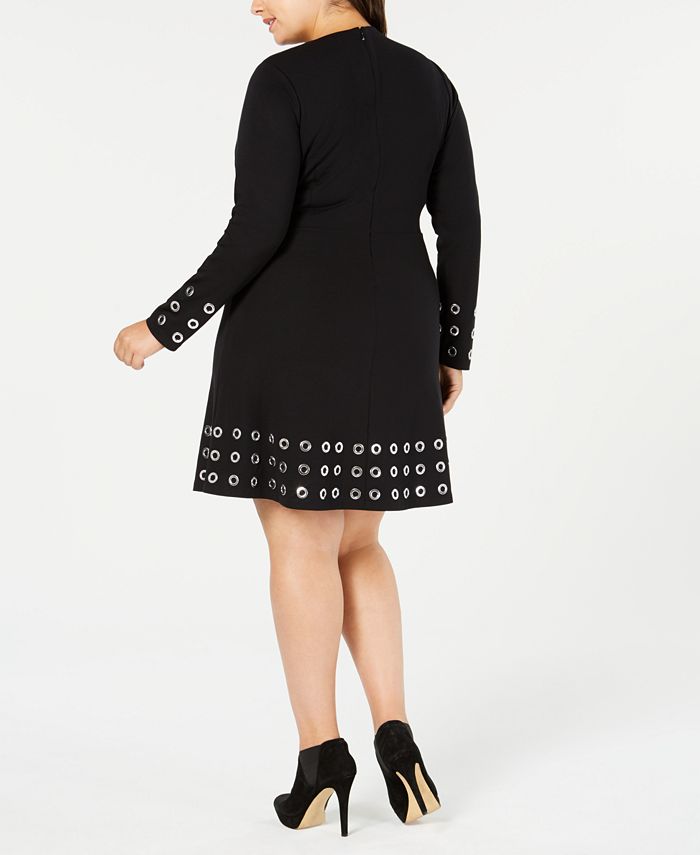 Michael Kors Plus Size Ponté-Knit Embellished Fit & Flare Dress - Macy's