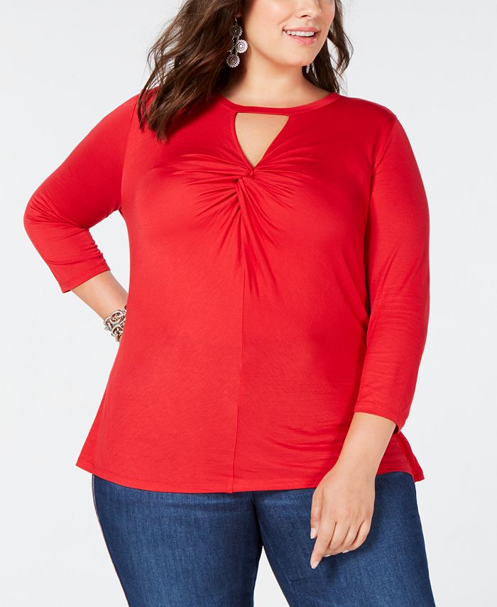 INC International Concepts I.N.C. Plus Size Twist-Front Top, Created ...
