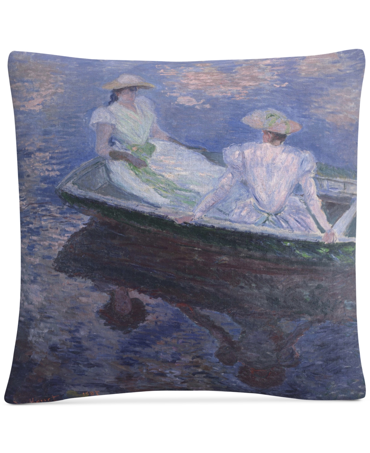 Claude Monet On The Boat Decorative Pillow, 16 x 16