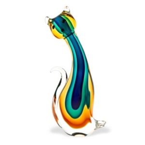 Badash Crystal Cat Art Glass Sculpture In Multi