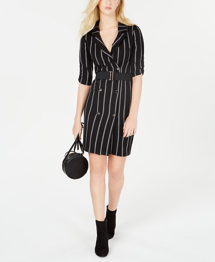 Almost Famous Juniors' Striped Trench Dress - Macy's