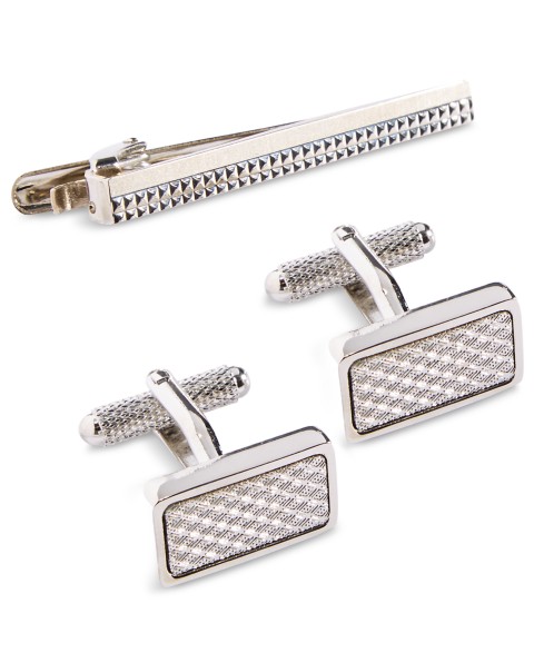 Мужские аксессуары Perry Ellis Portfolio Knitting Cuff Links & Tie Bar Set