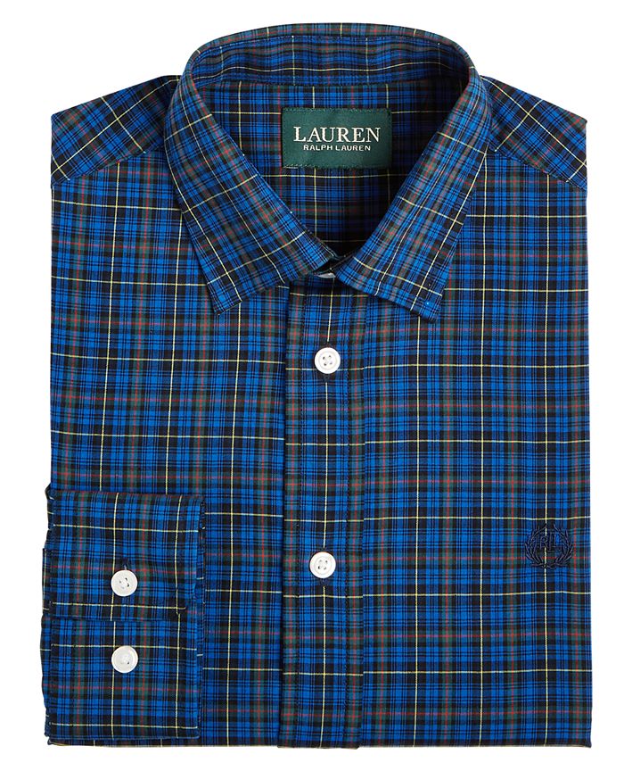 Lauren Ralph Lauren Big Boys Cobalt Plaid Shirt - Macy's