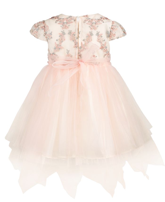 Bonnie Baby Baby Girls Floral Embroidered Fairy Dress - Macy's