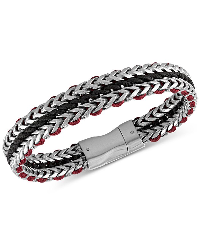 Esquire Men's Jewelry Interwoven Cord Link Bracelet in Stainless Steel