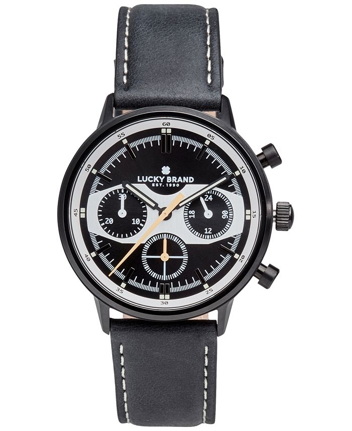 Lucky Brand Men s Chronograph Fairfax Racing Black Leather Strap