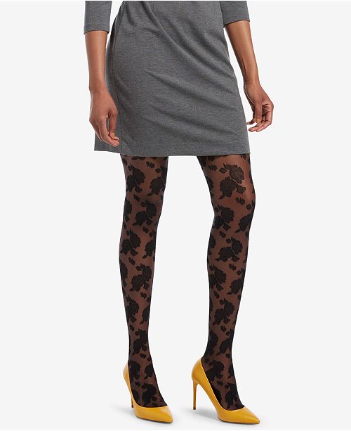 Hue ControlTop Floral Lace Sheer Tights & Reviews Handbags