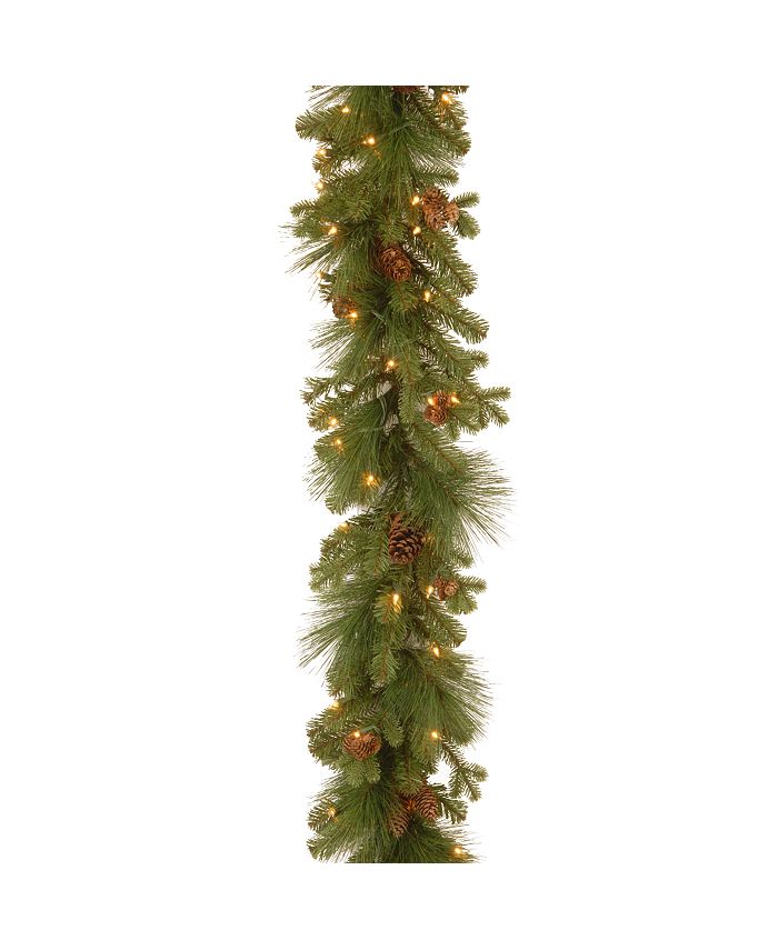 National Tree Company - 9' x 12" Feel Real(R) Eastwood Spruce Garland with 45 Mixed Cones & 70 Clear Lights