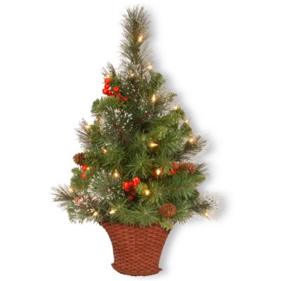 National Tree Company - National Tree 3 ft. CrestwoodR Spruce Half Tree with Battery Operated Warm White LED Lights