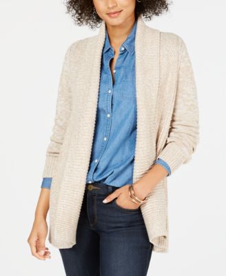 Charter Club - Petite Mixed-Knit Cardigan