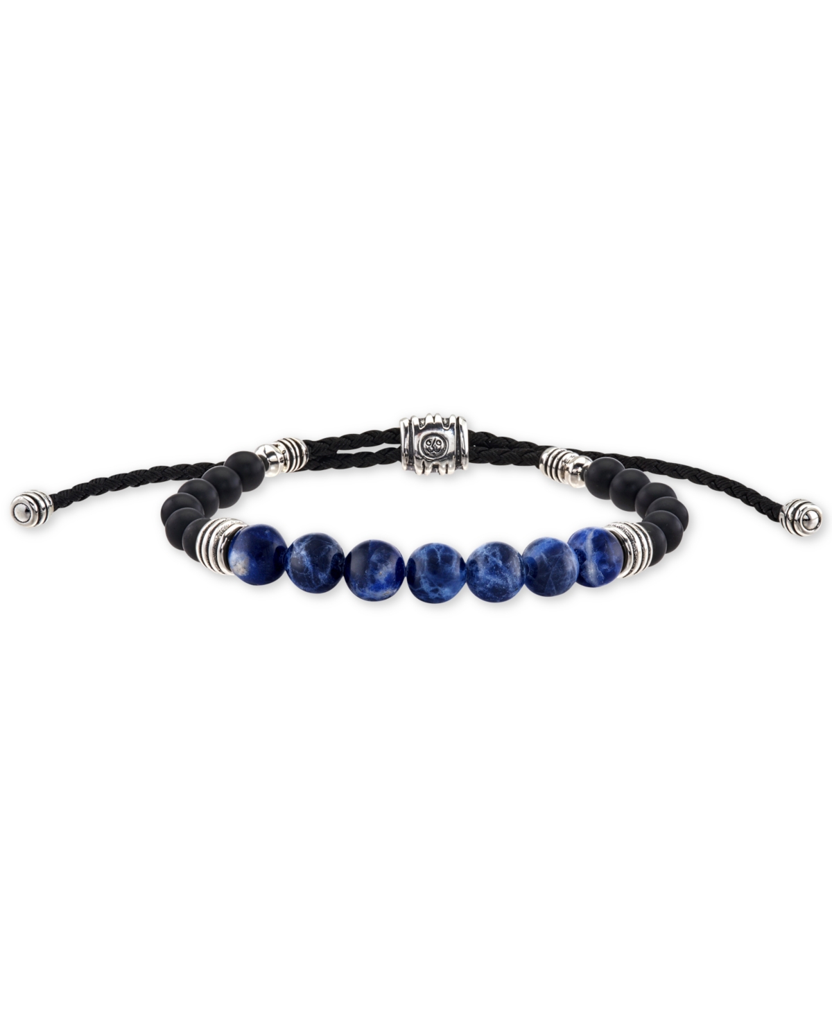 Sodalite (8mm) & Onyx (6mm) Corded Bolo Bracelet in Sterling Silver, Created for Macy's - Silver