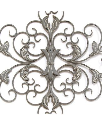 Stratton Home Décor Stratton Home Decor Distressed Grey Scroll Wall Decor