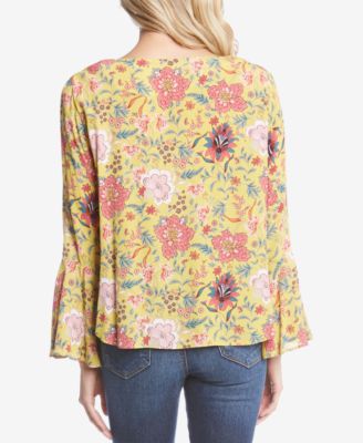 Haut à Manches Ballon Imprimé Floral Karen Kane - Taille S - Viscose - Neuf Avec étiquettes
